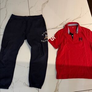 Tommy Hilfiger Red Polo and Navy Sweatpants Set 2 for 1